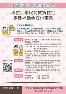 移住世帯民間賃貸住宅家賃補助金交付金事業